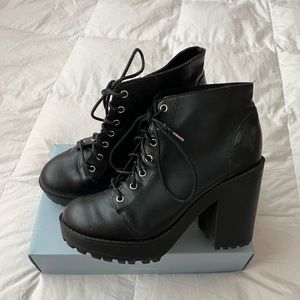 Black Heeled Combat Boots